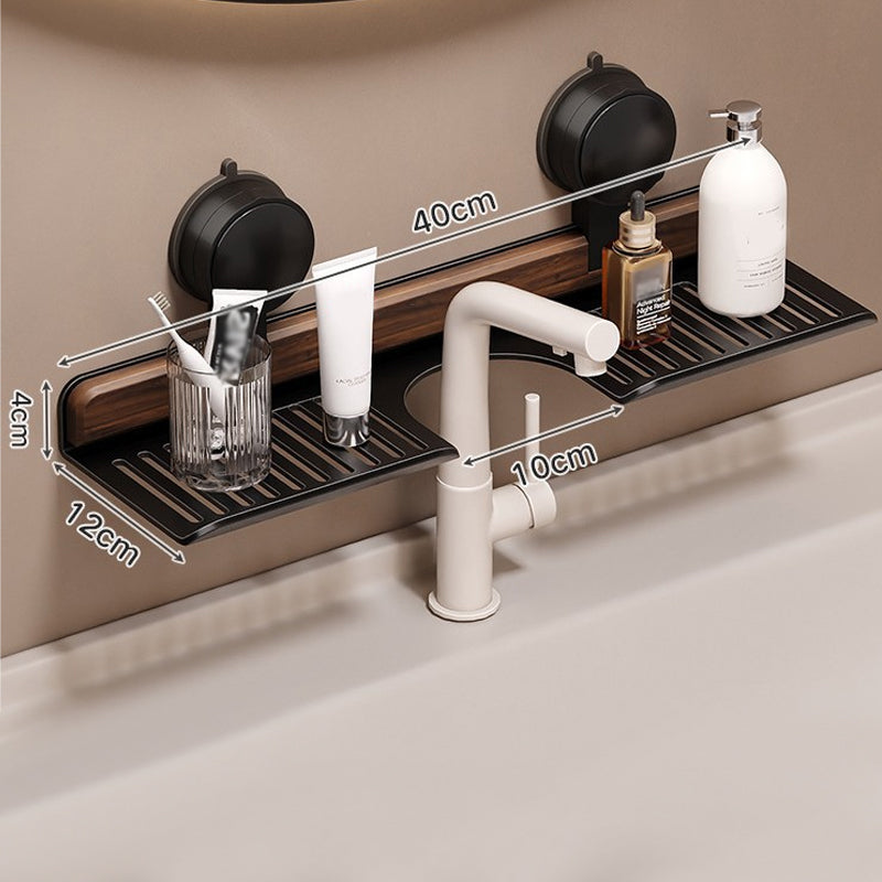 Suction Cup Bathroom Shelf Walnut 15.7 or 19.7 Inch