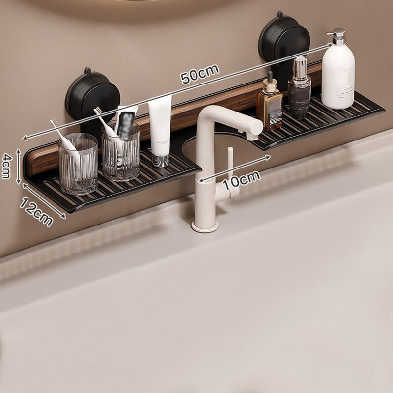 Suction Cup Bathroom Shelf Walnut 15.7 or 19.7 Inch