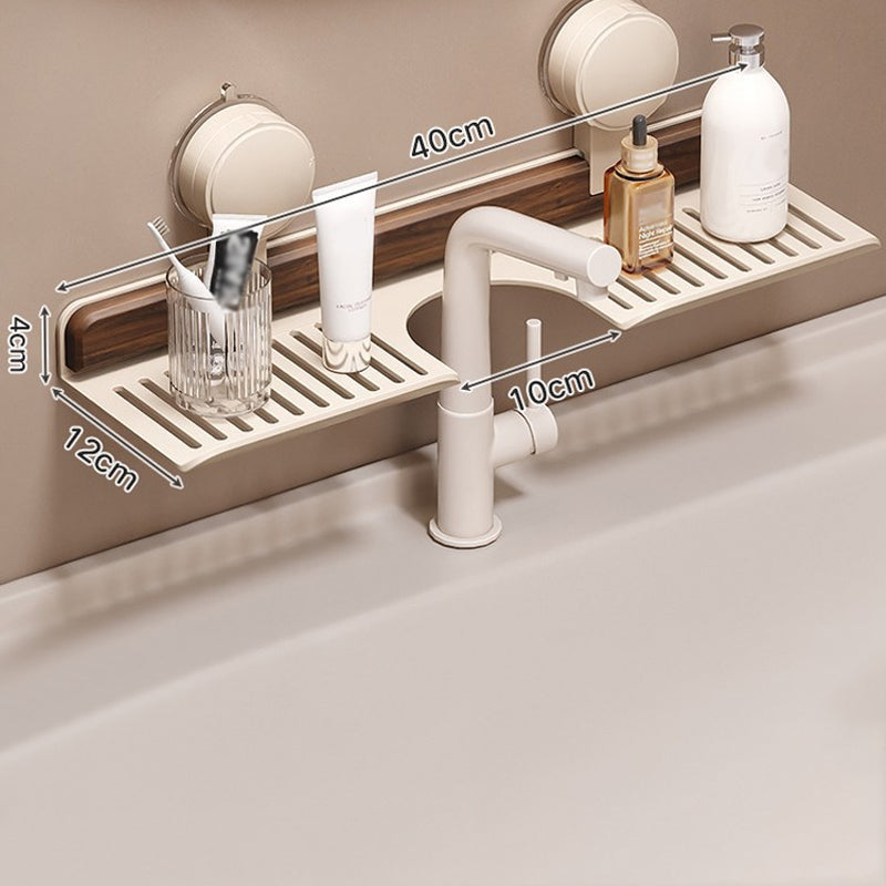 Suction Cup Bathroom Shelf Walnut 15.7 or 19.7 Inch