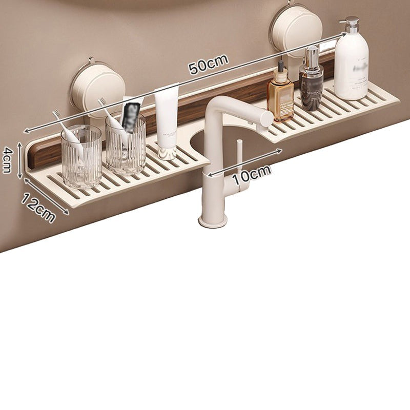 Suction Cup Bathroom Shelf Walnut 15.7 or 19.7 Inch