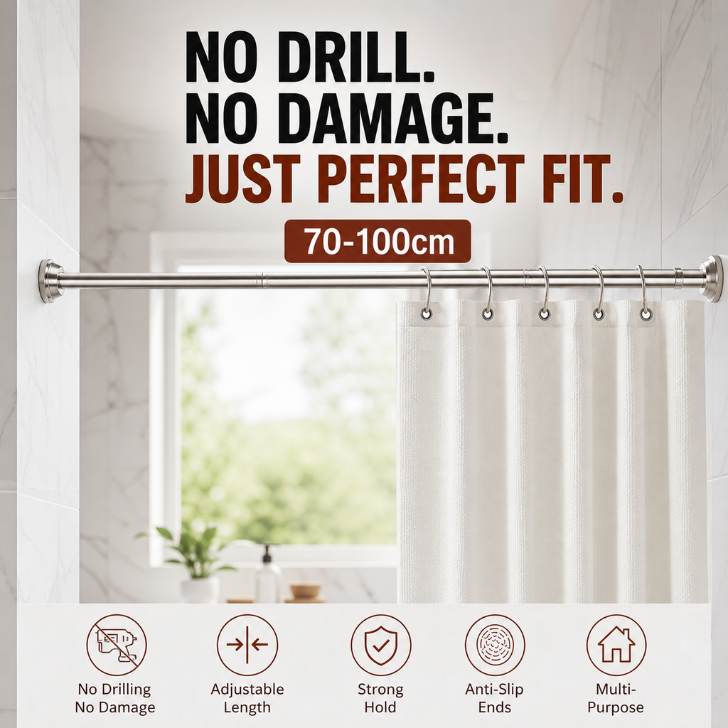 Tension Rod No Drill Adjustable 28.1 to 102.8 Inch Stainless Steel