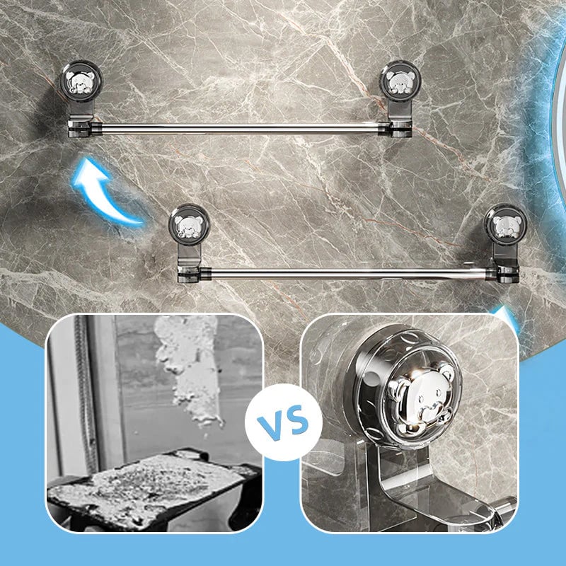 Towel Bar Suction Cup Adjustable 19.7 to 39.4 Inch Stainless Steel