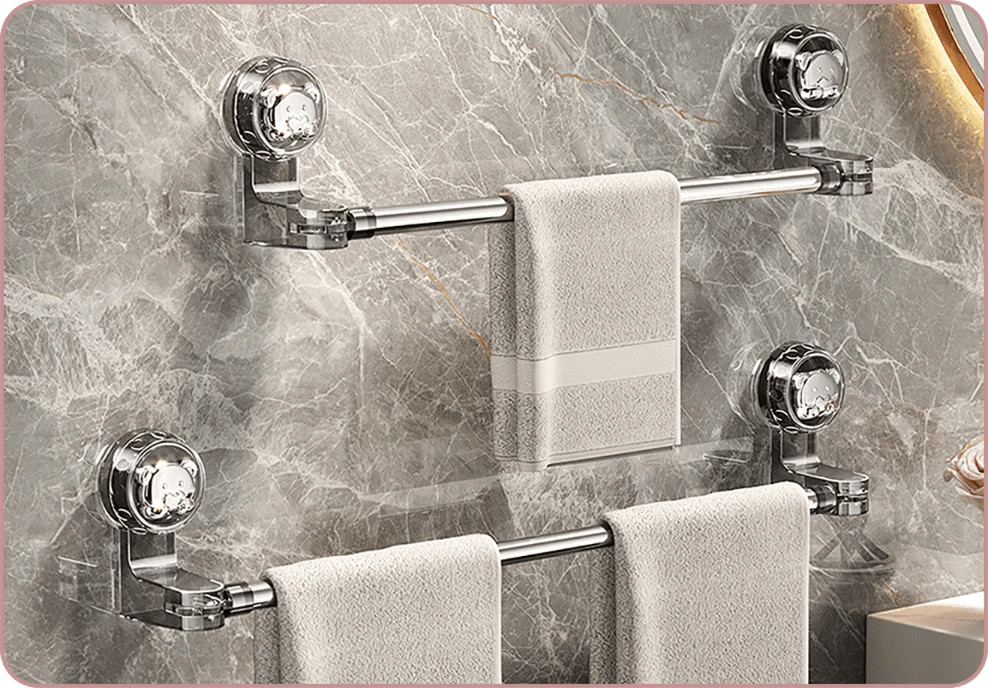Towel Bar Suction Cup Adjustable 19.7 to 39.4 Inch Stainless Steel
