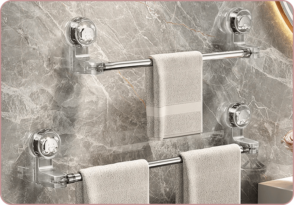 Towel Bar Suction Cup Adjustable 19.7 to 39.4 Inch Stainless Steel