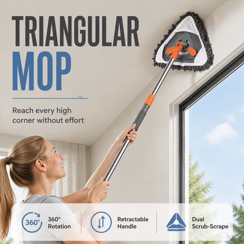 Triangle Mop with Telescopic Pole 30.7 to 44.1 Inch
