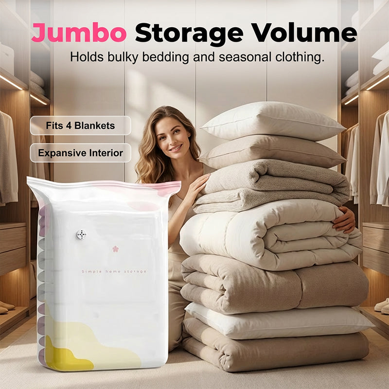 Vacuum Storage Bags with Press Valve 3 or 5 Pack