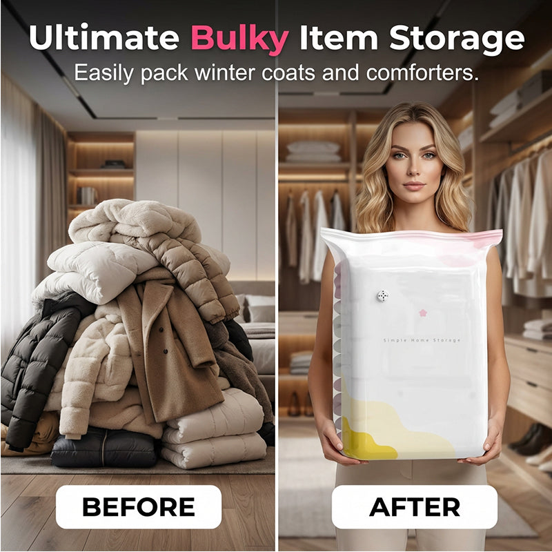 Vacuum Storage Bags with Press Valve 3 or 5 Pack