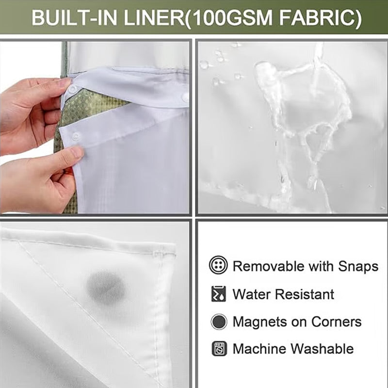 Waffle Shower Curtain with Snap In Liner 72 x 74.8 Inch