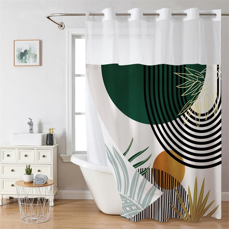 Waffle Shower Curtain with Snap In Liner 72 x 74.8 Inch