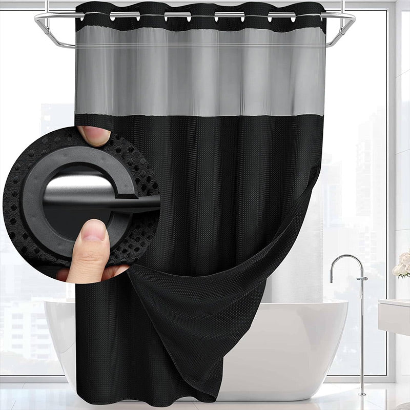 Waffle Shower Curtain with Snap In Liner 72 x 74.8 Inch