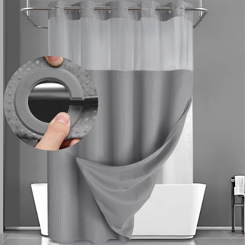 Waffle Shower Curtain with Snap In Liner 72 x 74.8 Inch