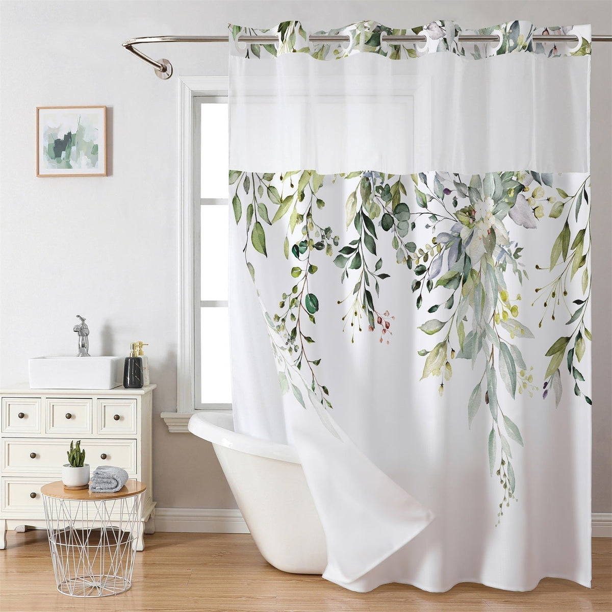 Waffle Shower Curtain with Snap In Liner 72 x 74.8 Inch