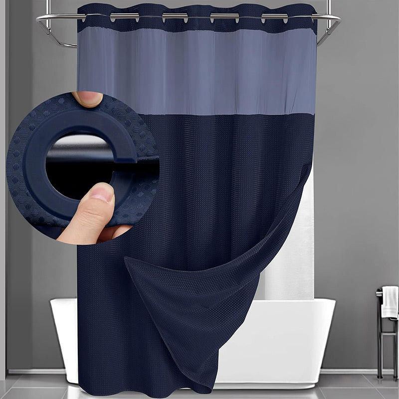 Waffle Shower Curtain with Snap In Liner 72 x 74.8 Inch