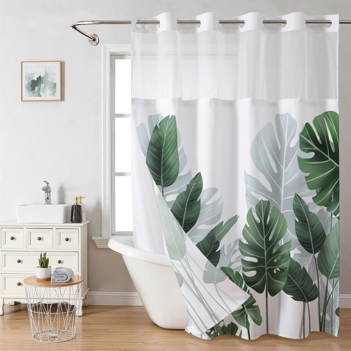 Waffle Shower Curtain with Snap In Liner 72 x 74.8 Inch