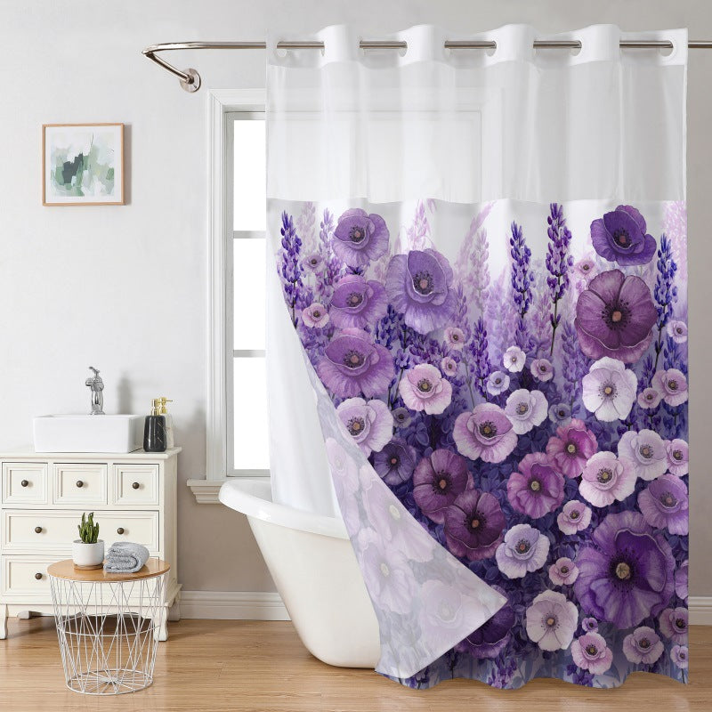 Waffle Shower Curtain with Snap In Liner 72 x 74.8 Inch