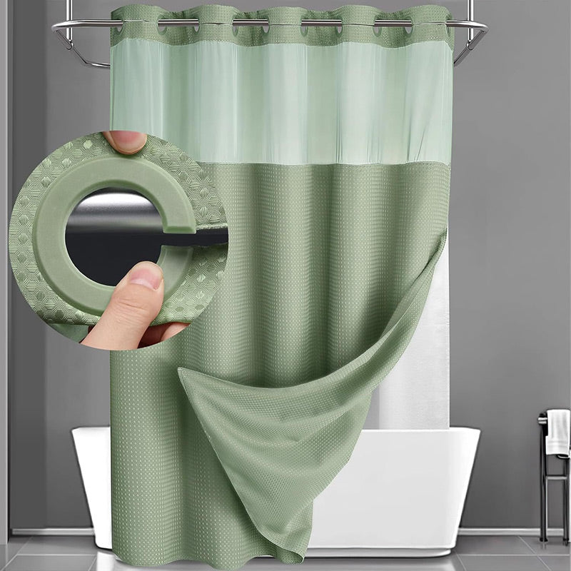 Waffle Shower Curtain with Snap In Liner 72 x 74.8 Inch