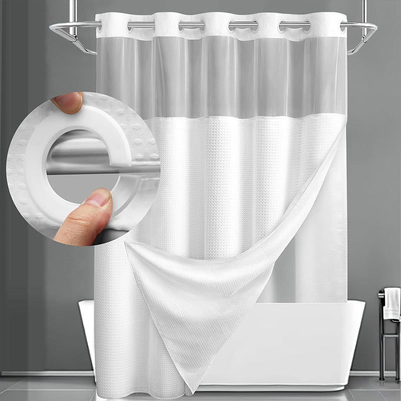 Waffle Shower Curtain with Snap In Liner 72 x 74.8 Inch