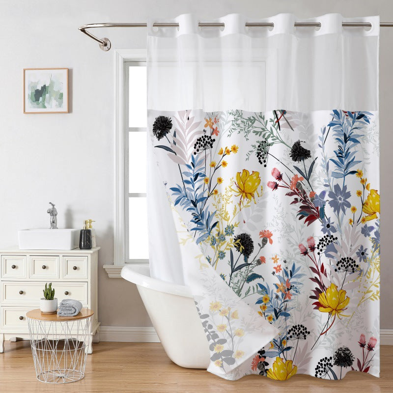 Waffle Shower Curtain with Snap In Liner 72 x 74.8 Inch