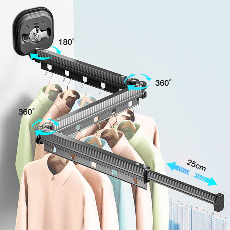 Wall Mounted Drying Rack Folding Suction Mount 13.4 to 40.2 Inch