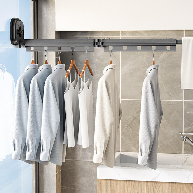 Wall Mounted Drying Rack Folding Suction Mount 13.4 to 40.2 Inch