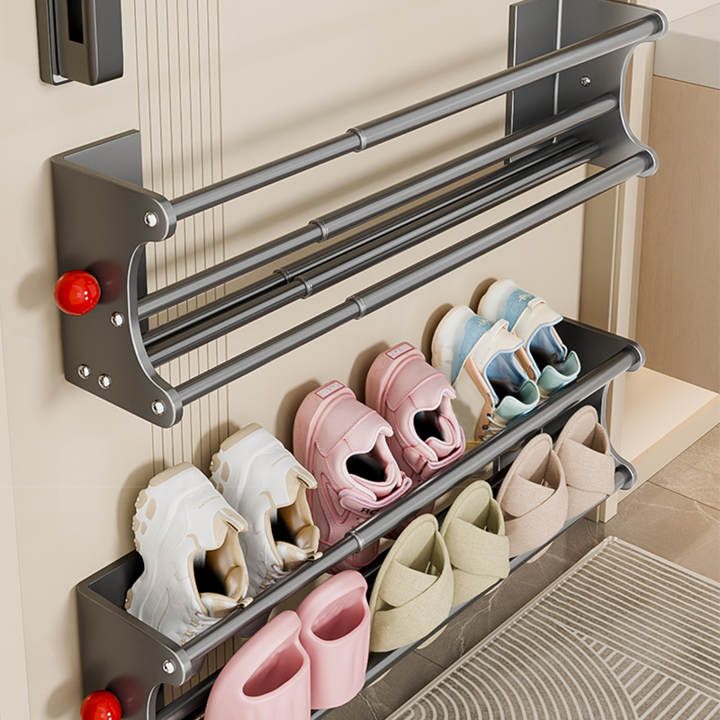 Wall Mounted Shoe Rack 2 Tier Extendable 15.7 to 29.7 Inch