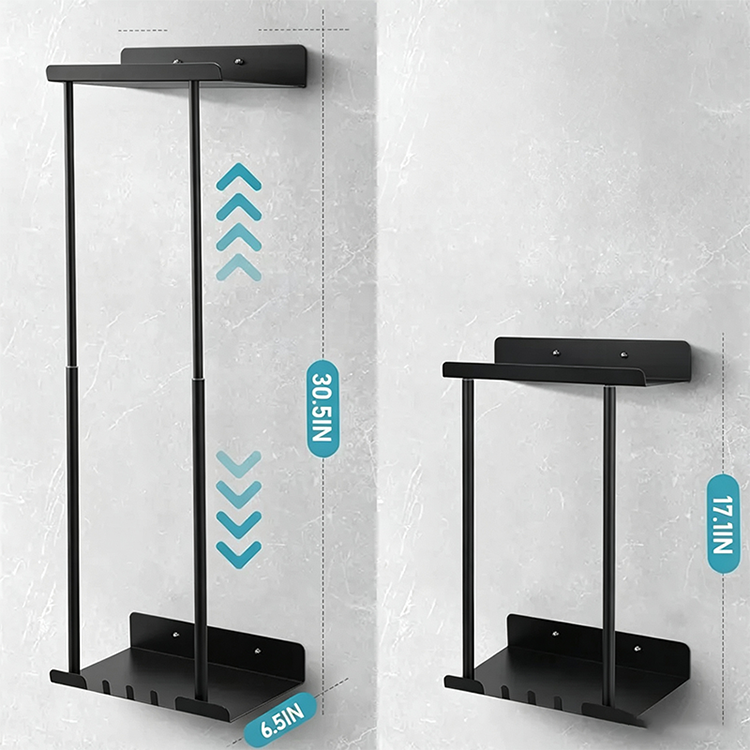 Wall Towel Rack with Shelf Adjustable Height 15 to 29.5 Inch