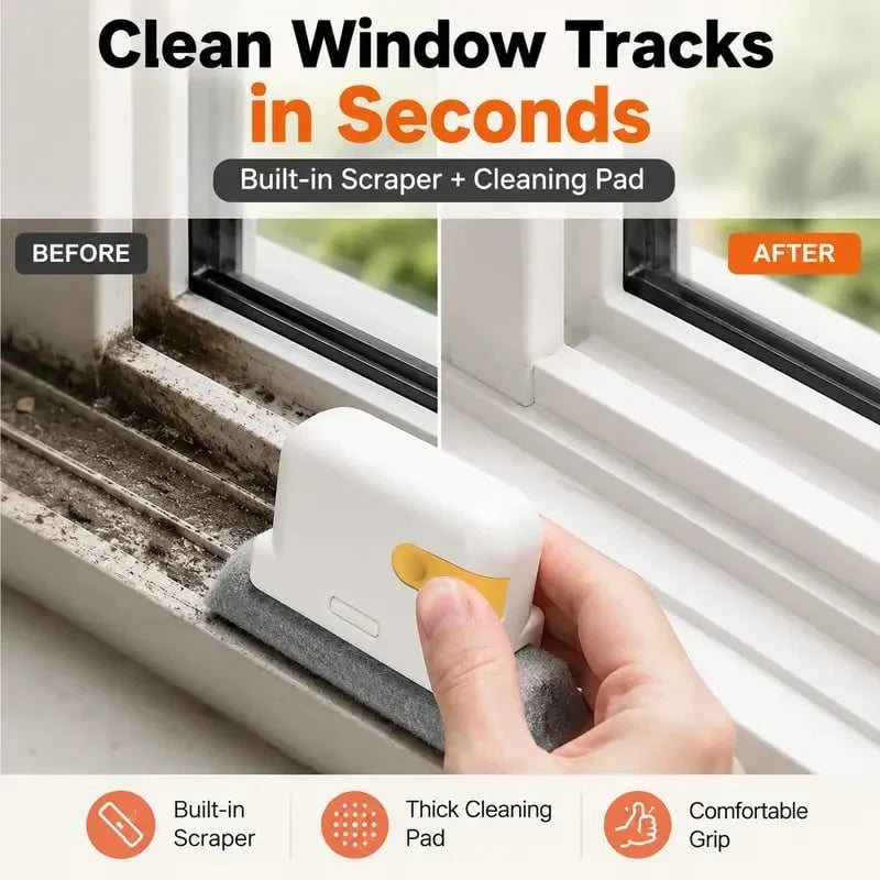 Window Track Cleaning Brush with Scraper 5.3 Inch