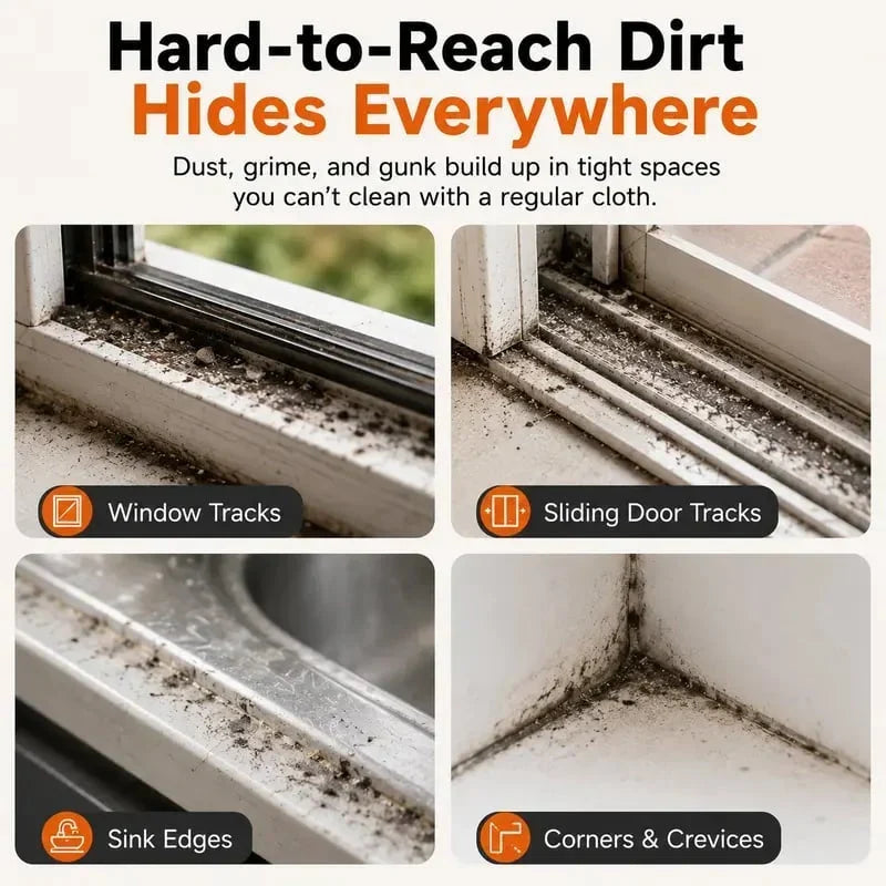 Window Track Cleaning Brush with Scraper 5.3 Inch