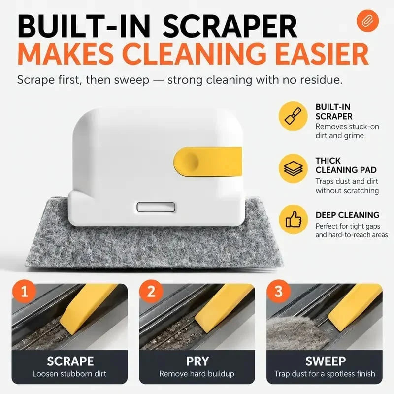 Window Track Cleaning Brush with Scraper 5.3 Inch