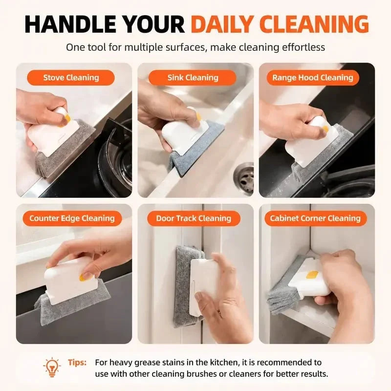 Window Track Cleaning Brush with Scraper 5.3 Inch