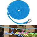 Windproof Clothesline 32.8 Ft Nylon with Hooks