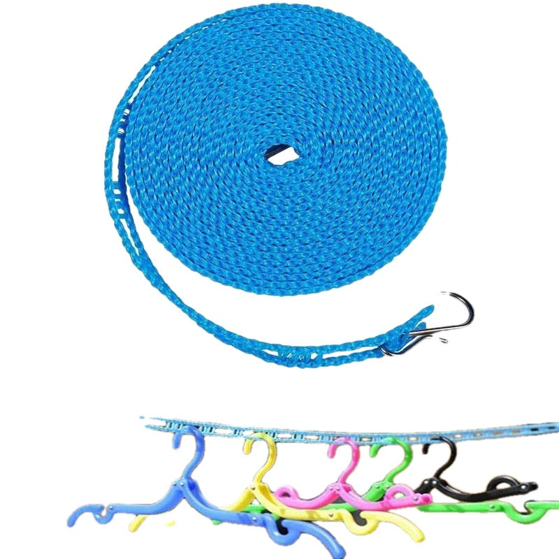 Windproof Clothesline 32.8 Ft Nylon with Hooks